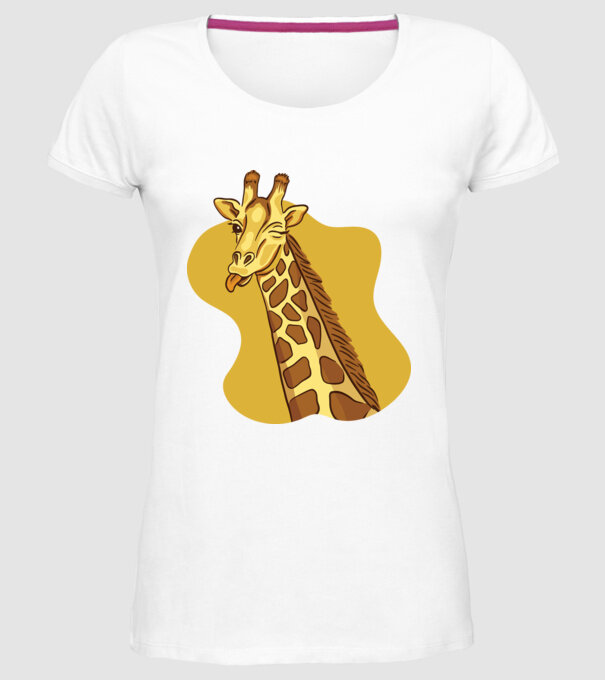 Girafă amuzantă model alb pe tricou