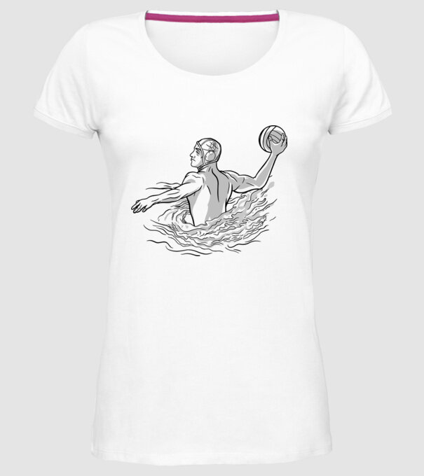 Jucător polo pe apă model alb pe tricou
