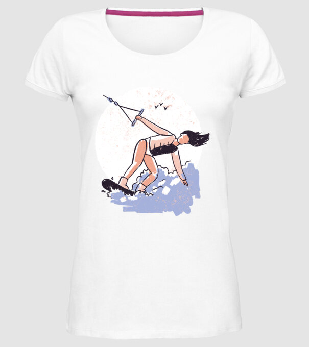 Fată cu Wakeboard model alb pe tricou
