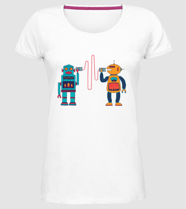 Walkie Talkie Robot model alb pe tricou