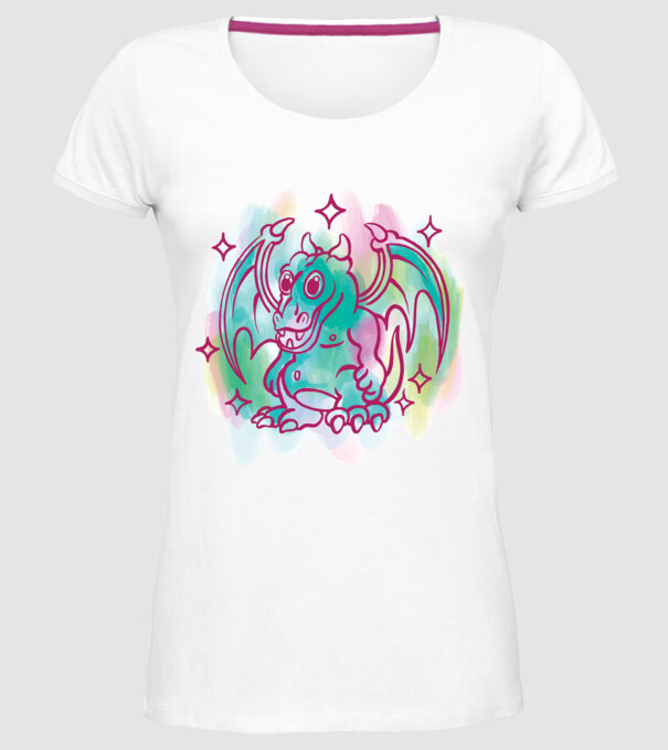Acuarelă Dragon model alb pe tricou