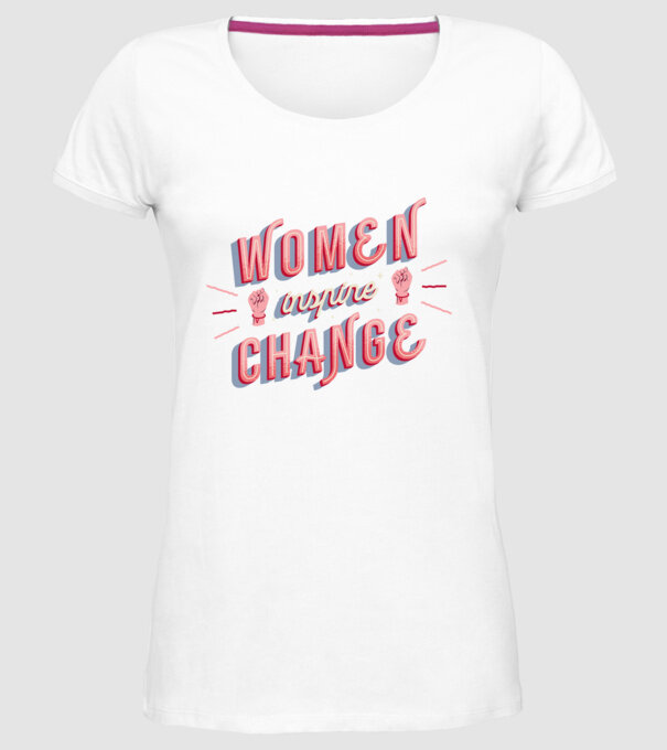 Women inspire change Ziua Femeii model alb pe tricou