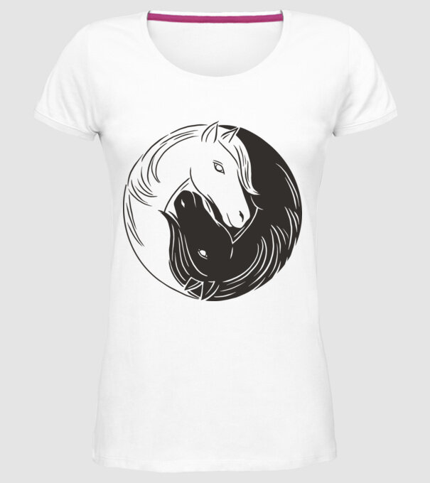 Călăreț Yin Yang model alb pe tricou