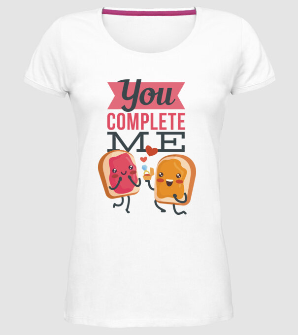 'You Complete Me Tricou drăguț pentru Valentine''s Day' model alb pe tricou