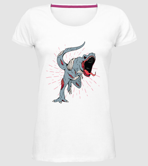 T-rex Zombie model alb pe tricou