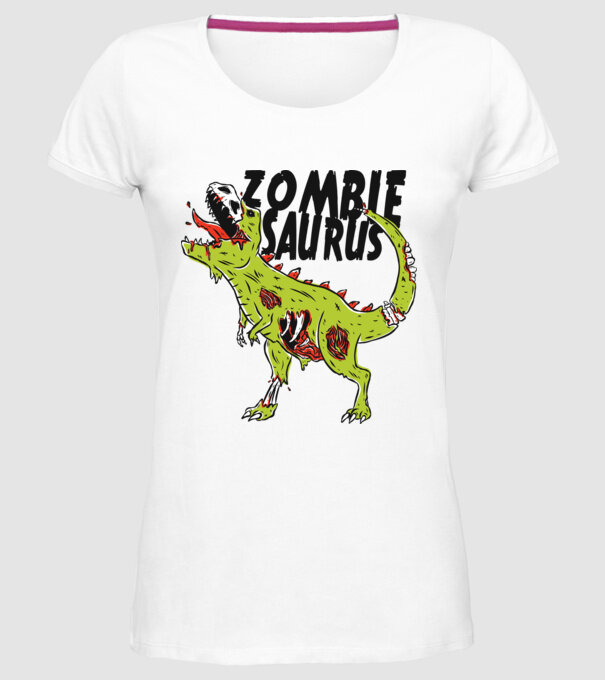 Zombiesaurus - Dinozaur Zombie model alb pe tricou
