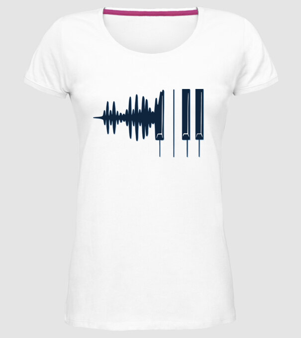 Clape de pian model alb pe tricou