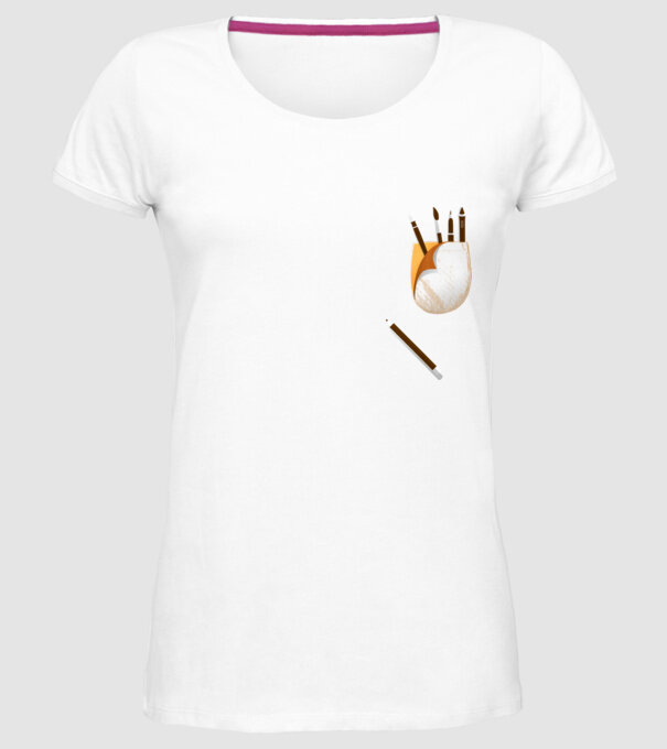 Designer buzunar model alb pe tricou