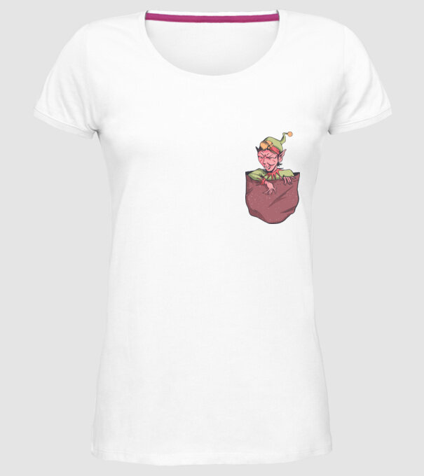 Elf de buzunar model alb pe tricou