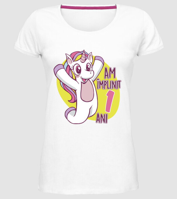 Am împlinit 1 an model alb pe tricou