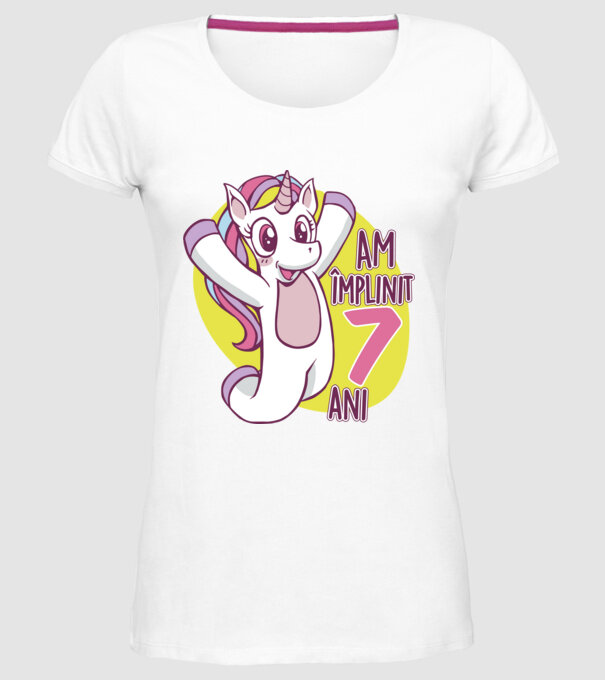 Am împlinit 7 ani model alb pe tricou