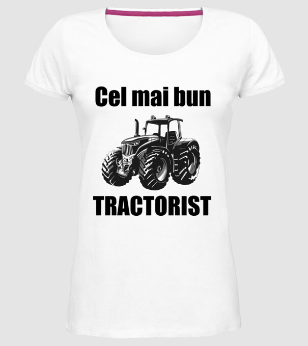 Cel mai bun tractorist model alb pe tricou