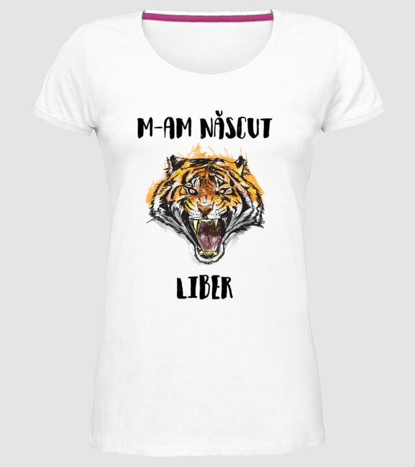 m-am născut liber model alb pe tricou