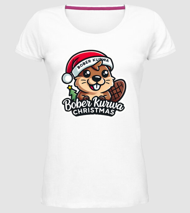 Bober Kurwa Christmas 1 model alb pe tricou