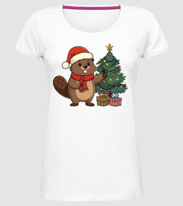 Bober Kurwa Christmas 2 model alb pe tricou