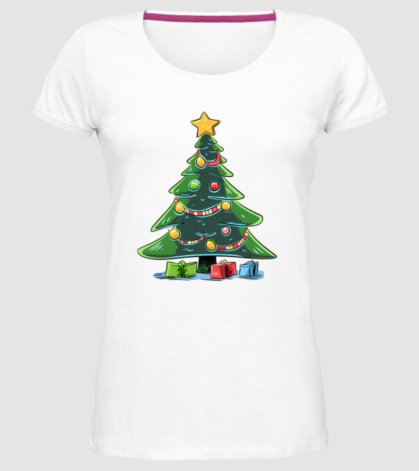 Brad de Crăciun model alb pe tricou
