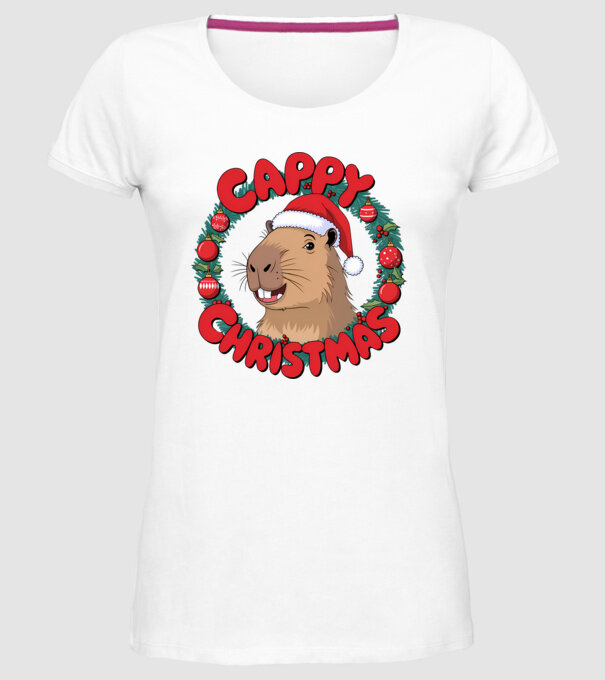 Cappy Christmas 1 model alb pe tricou