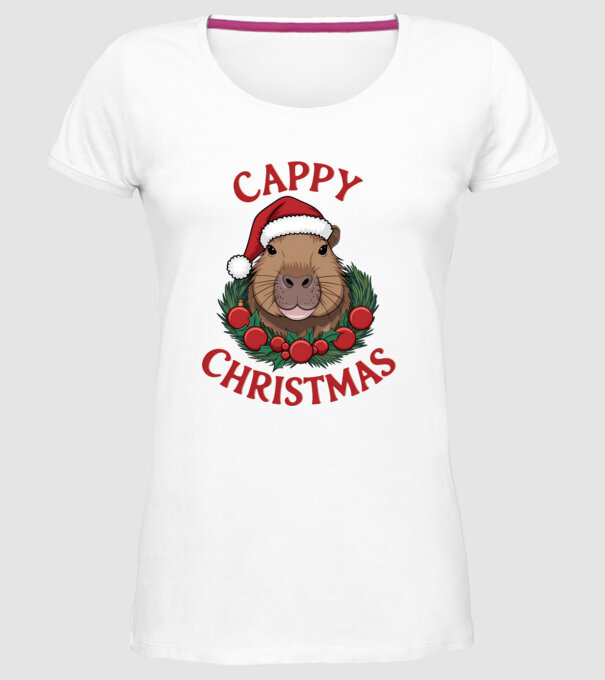 Cappy Christmas 2 model alb pe tricou