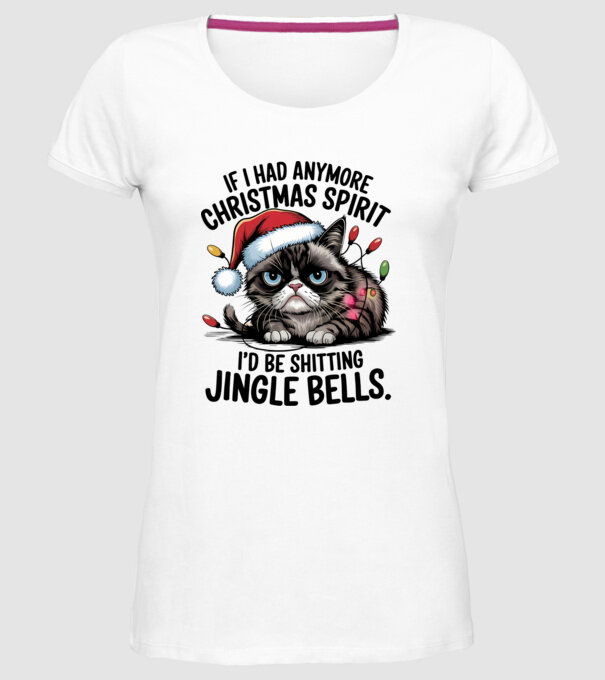 Christmas Spirit Grumpy Cat Alb model alb pe tricou