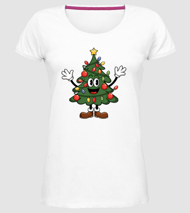 Copac de Crăciun drăguț model alb pe tricou