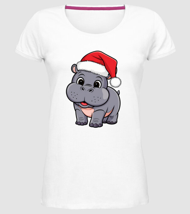 Crăciun Hippo model alb pe tricou