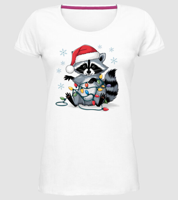 Crăciunul ratonilor Alb model alb pe tricou