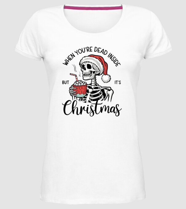 Dead inside, but it's christmas Alb model alb pe tricou
