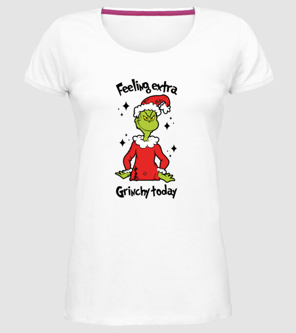 Feeling extra Grinchy today model alb pe tricou