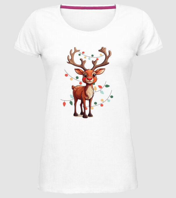 Festive Rudolph model alb pe tricou