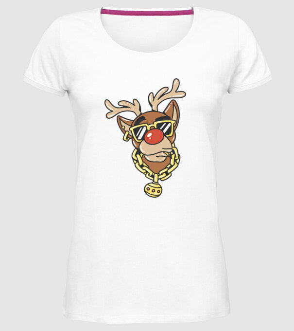 Gangster Reindeer model alb pe tricou