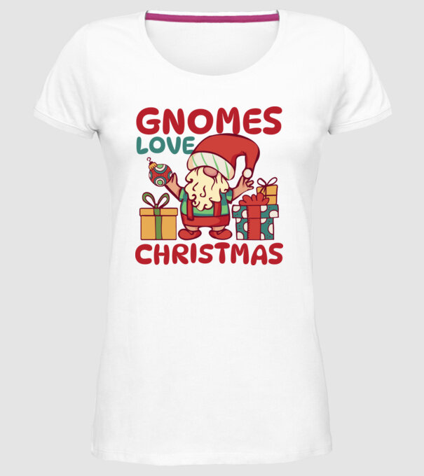 Gnomes LOVE Christmas model alb pe tricou