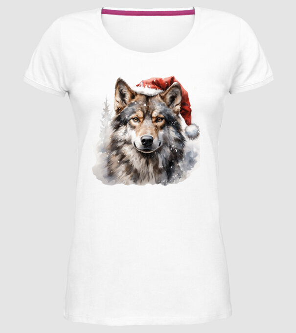 Lupul de Crăciun Alb model alb pe tricou