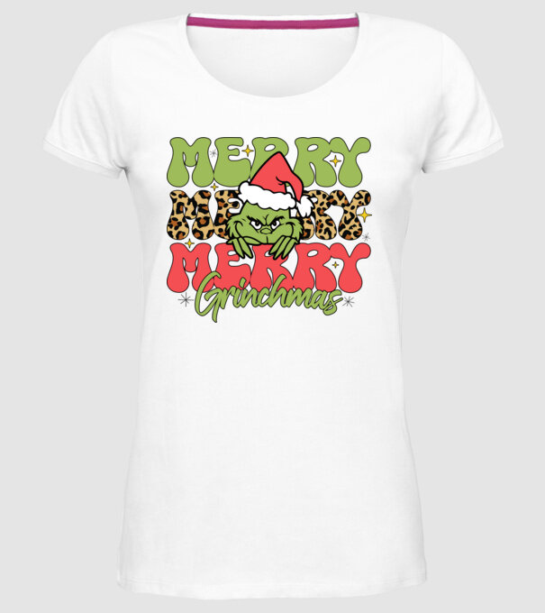 Merry Grinchmas model alb pe tricou