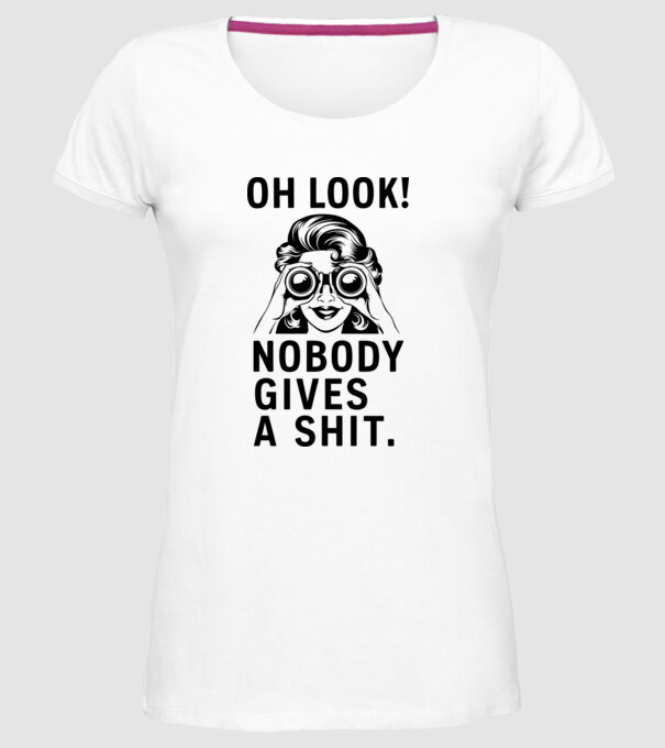 Nobody Gives a shit model alb pe tricou