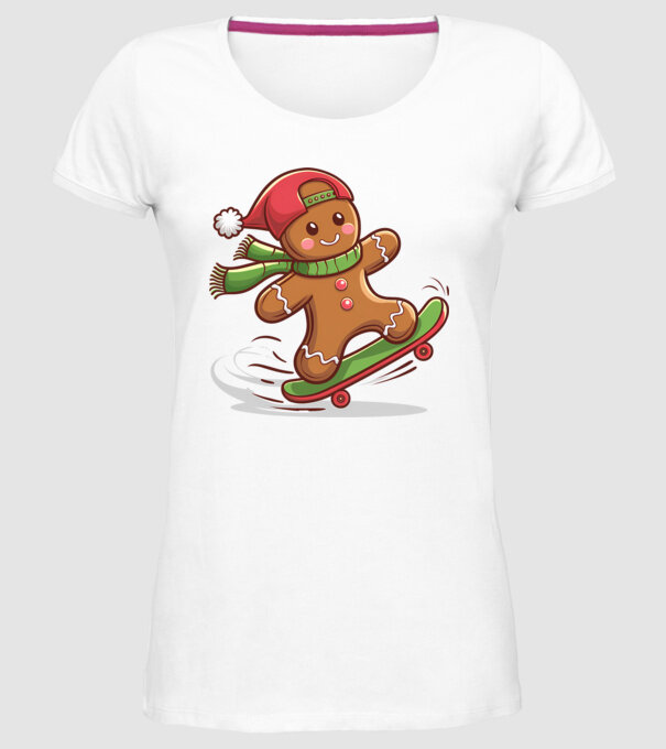 Patinator de turtă dulce model alb pe tricou