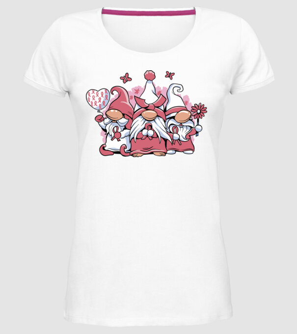 Pink christmas Gnomes model alb pe tricou