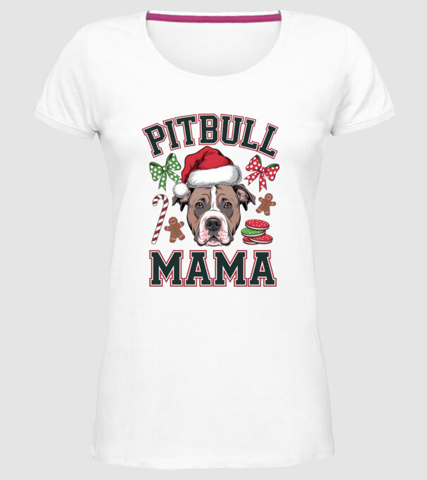 Pitbull Mama model alb pe tricou