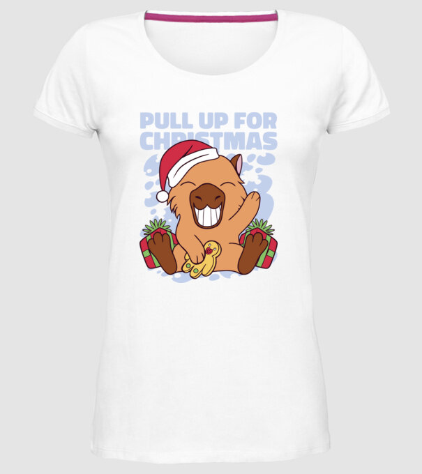 Pull up for christmas Capybara model alb pe tricou