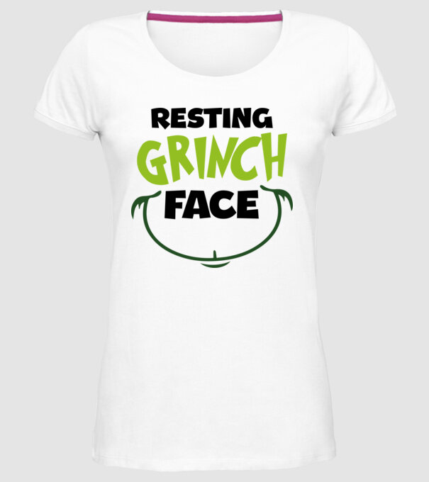 Resting Grinch face model alb pe tricou