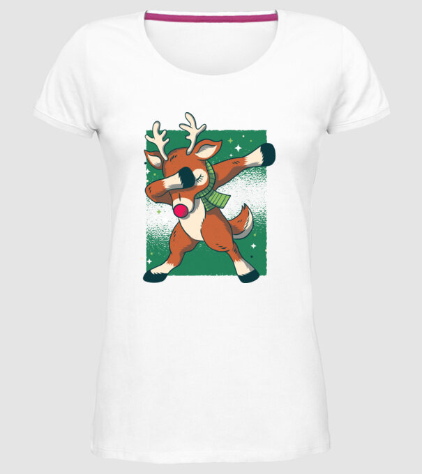 Rudolph DAB model alb pe tricou