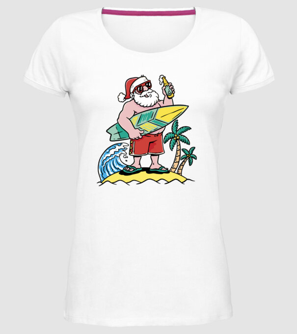 Santa Claus Summer model alb pe tricou