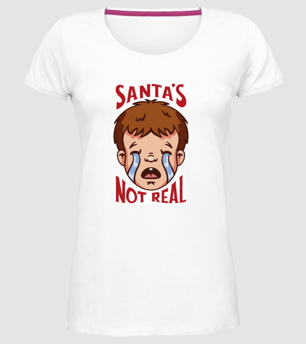 Santa's Not Real copil plângând model alb pe tricou