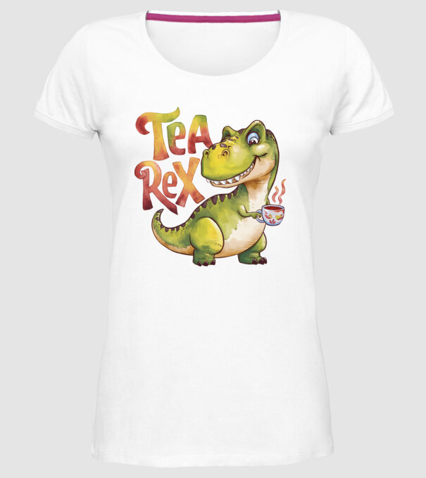 Tea Rex model alb pe tricou
