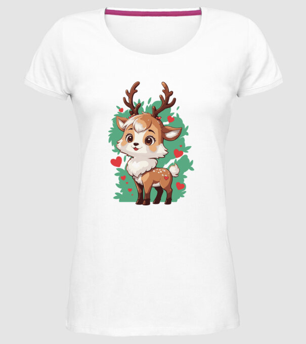 Valentine Deer model alb pe tricou