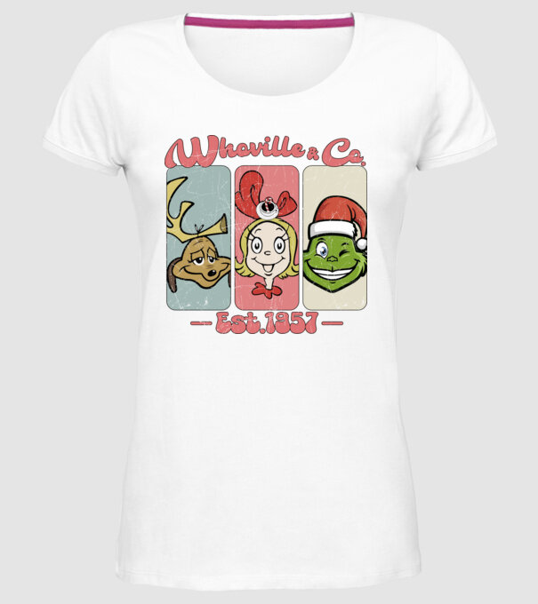 Whoville & Co - Grinch model alb pe tricou