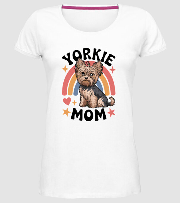 Yorkie Mom Alb model alb pe tricou