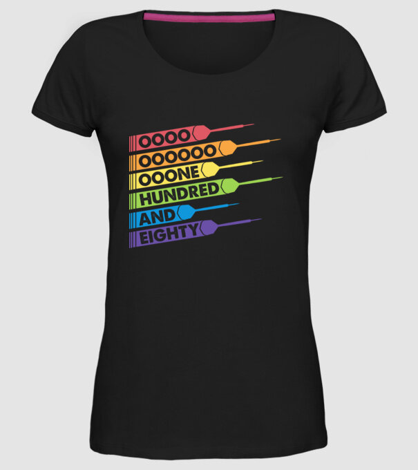 180 Darts Retro model negru pe tricou