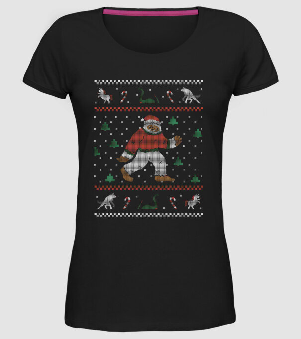 Ugly Sweater Yeti model negru pe tricou