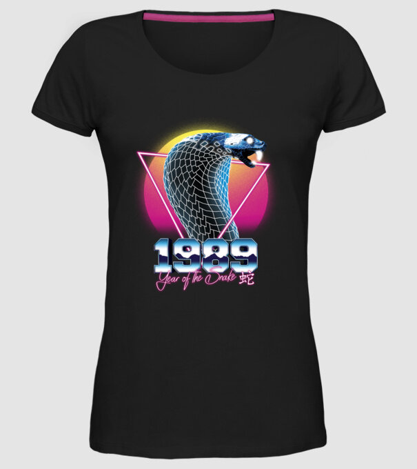 1989 Year of the Snake model negru pe tricou