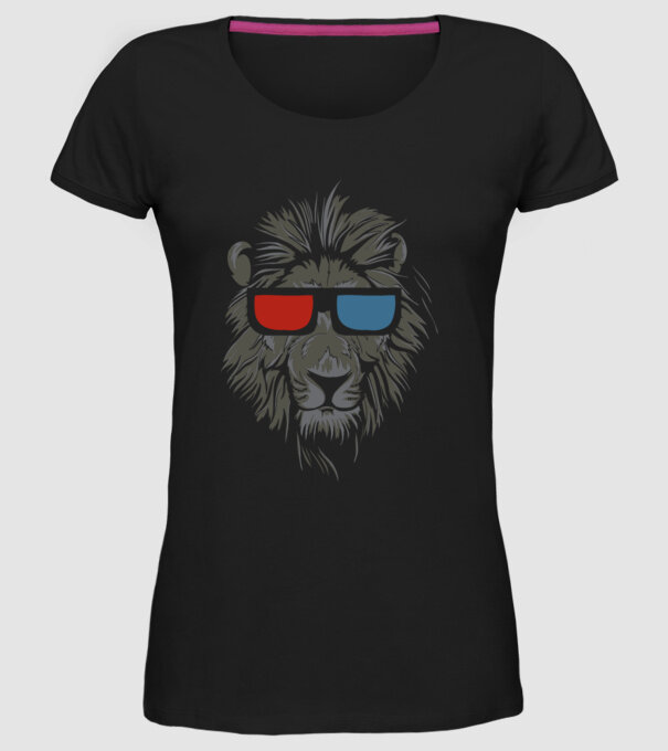 Leu 3d model negru pe tricou